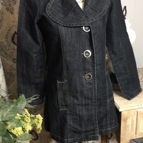 Baccini - Long pea coat inspired jean jacket - Picture 3 of 9